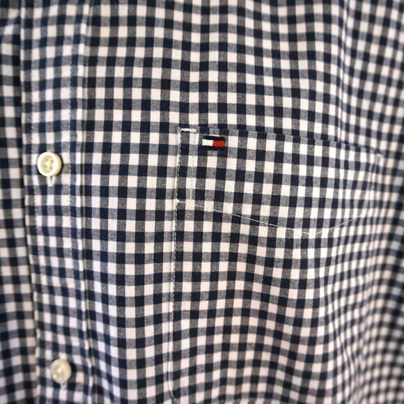 Tommy Hilfiger Mens XL Shirt Gingham Button Down Classic Fit Stretch Short Sleev - Picture 4 of 9
